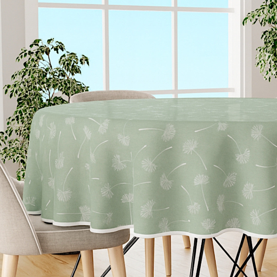 Frøvik Grøn – Rund voksdug med kantbånd Ø 180 cm, nærbillede