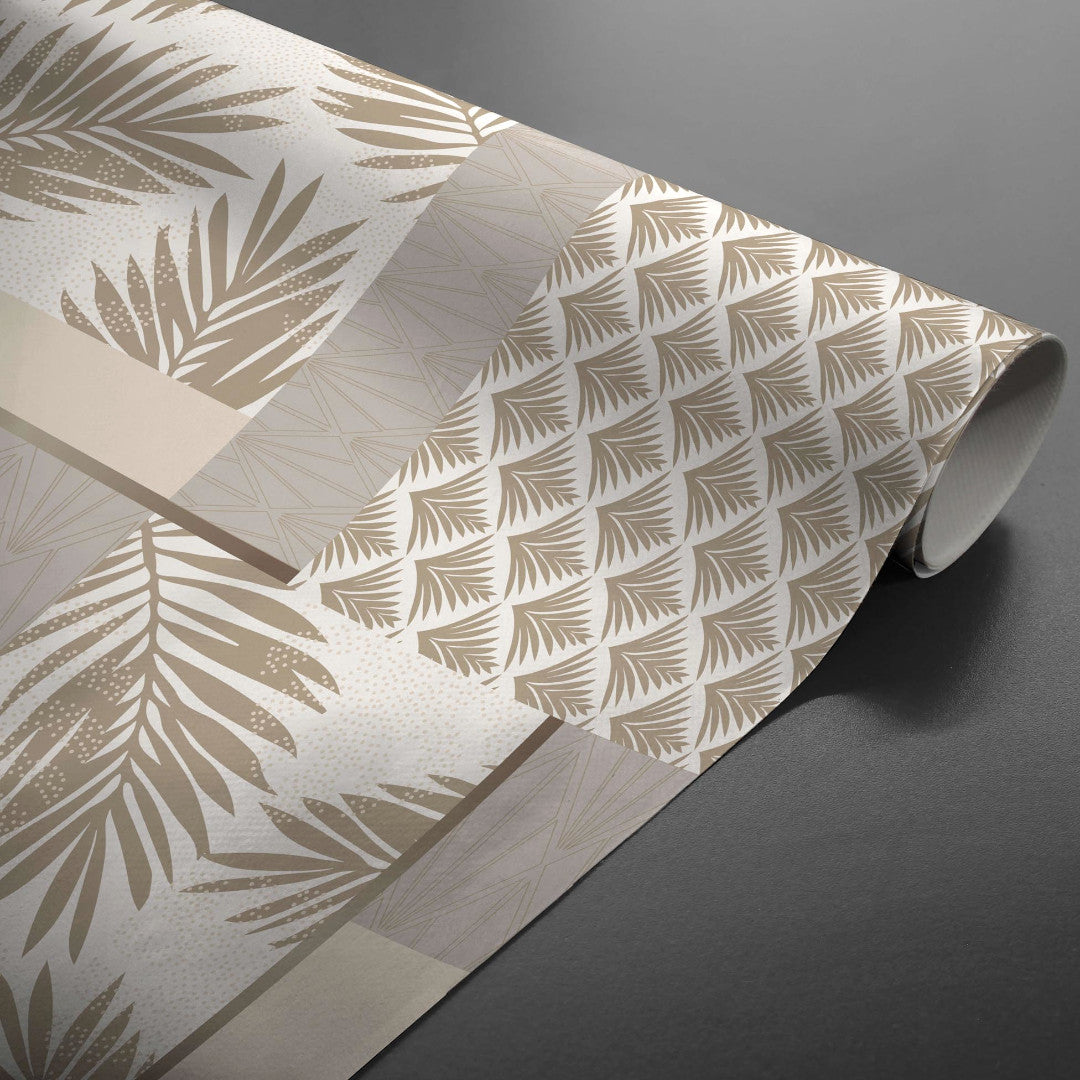 Ginger Luxury Naturel - Voksdug med botanisk patchworkmønster, rullet