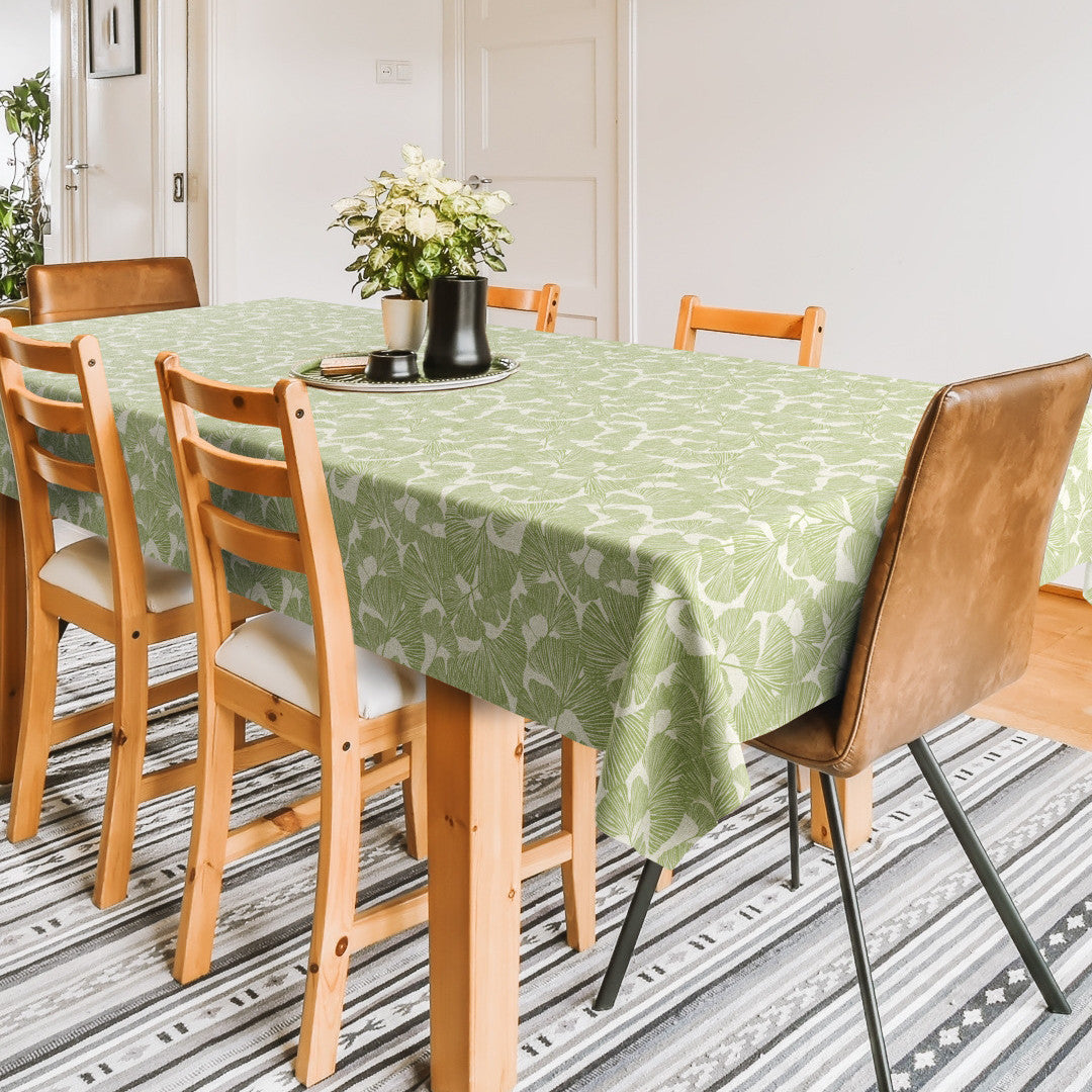 Ginkgo Leafy - Ekstra kraftig voksdug med livligt bladmotiv i støvet grøn, miljø