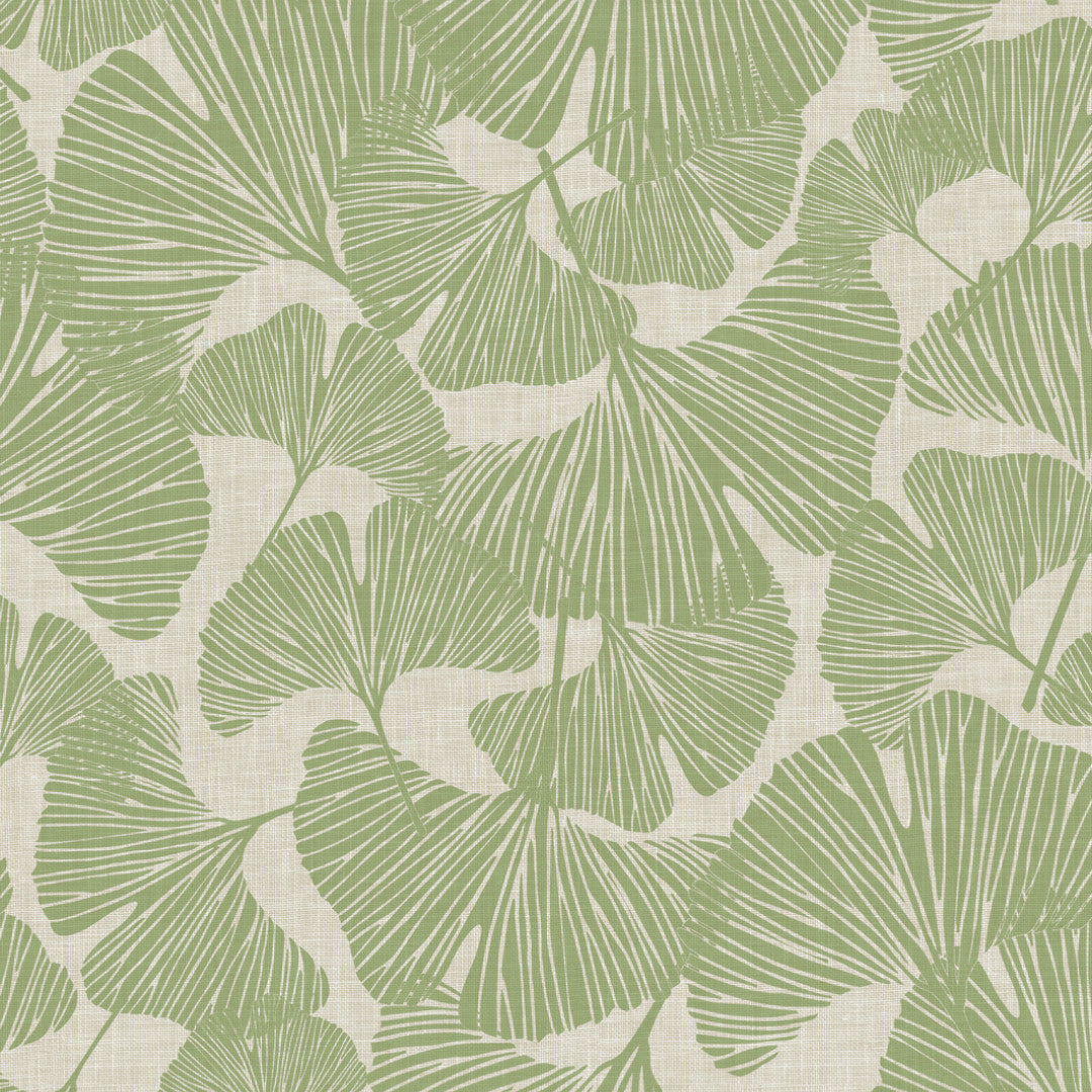 Ginkgo Leafy - Ekstra kraftig voksdug med livligt bladmotiv i støvet grøn, mønster