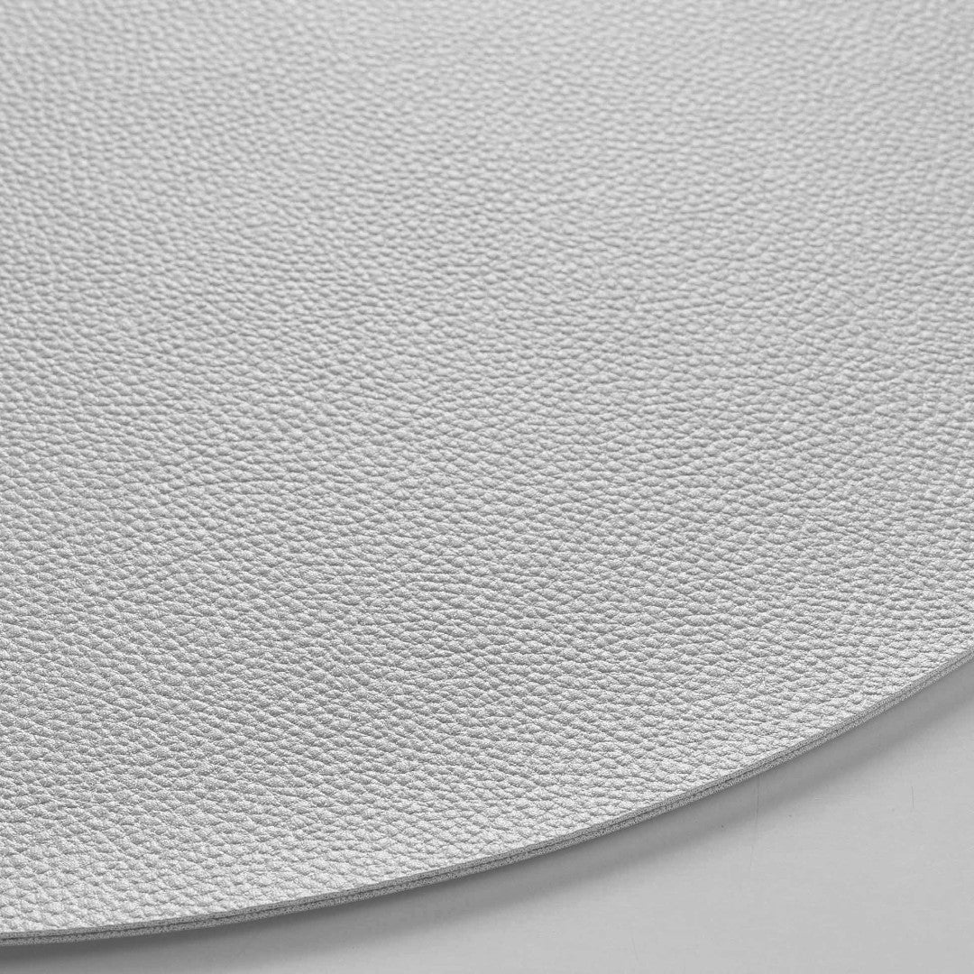 Granis Silver - Rund dækkeserviet i imiteret læder Ø 38 cm vendbar, nærbille