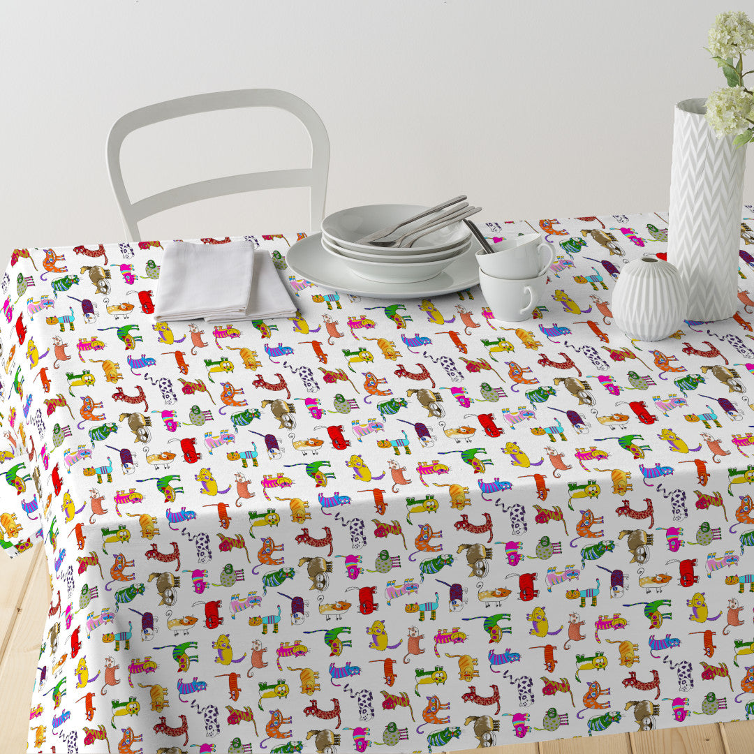 Happy Cat – Akryldug med farverige katte, miljø