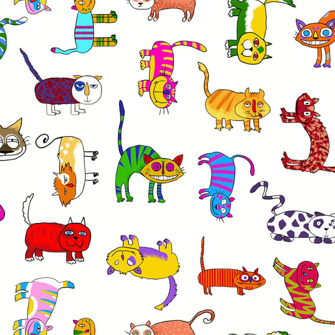 Happy Cat – Akryldug med farverige katte, mønster