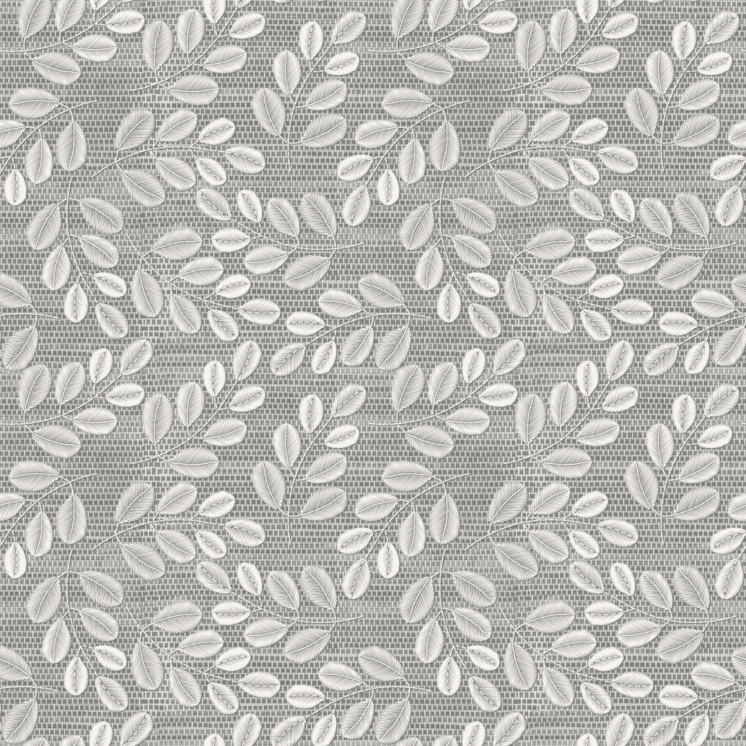 Hessian Leaf Grå – Let præget voksdug med bladmønster, mønster