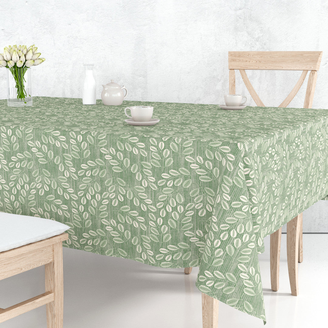 Hessian Leaf Grøn – Let præget voksdug med bladmønster