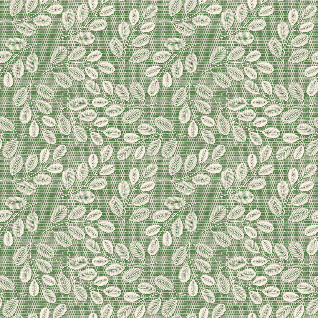 Hessian Leaf Grøn – Let præget voksdug med bladmønster, mønster