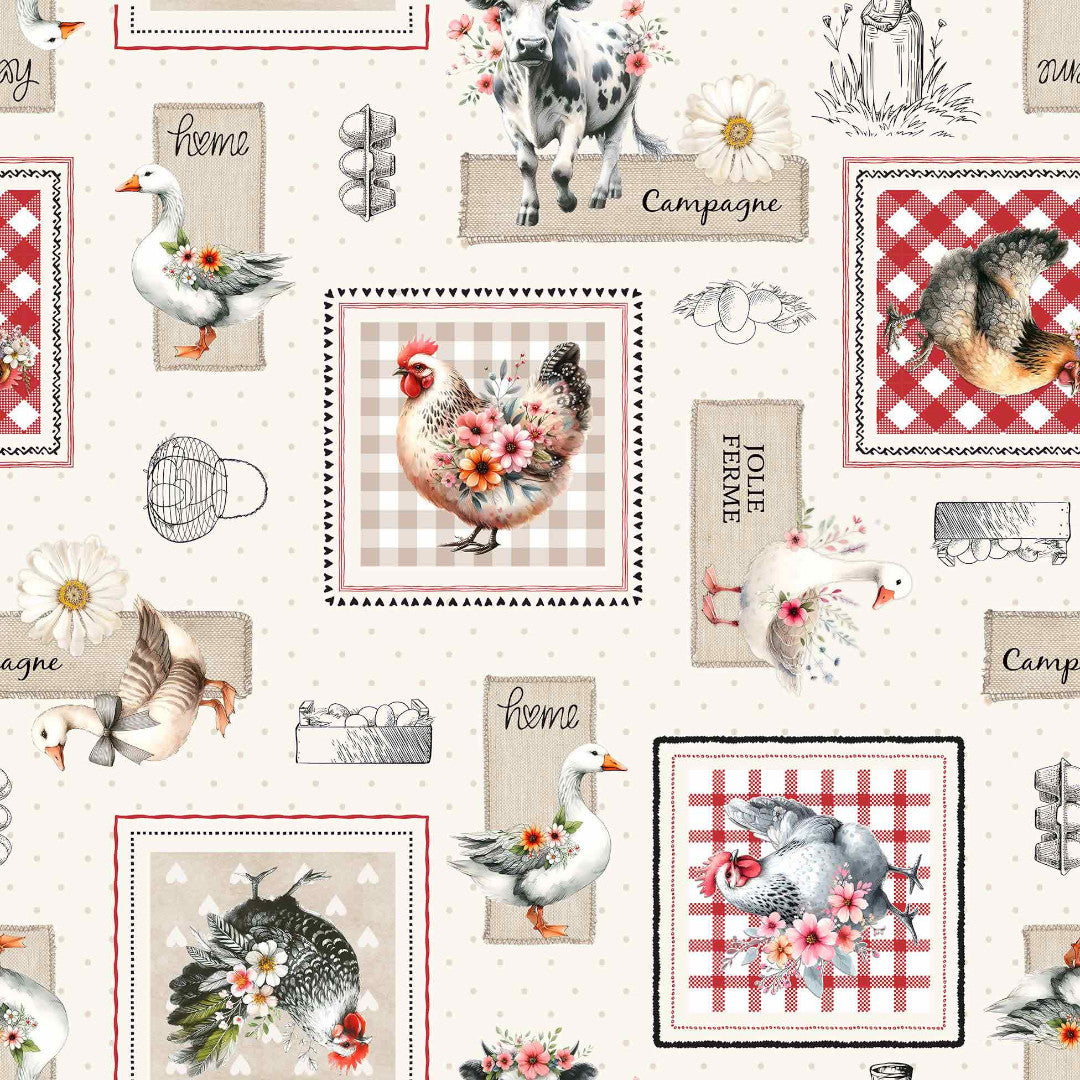 Jolie Ferme – Voksdug med bondegårdsidyl og franske detaljer, mønster