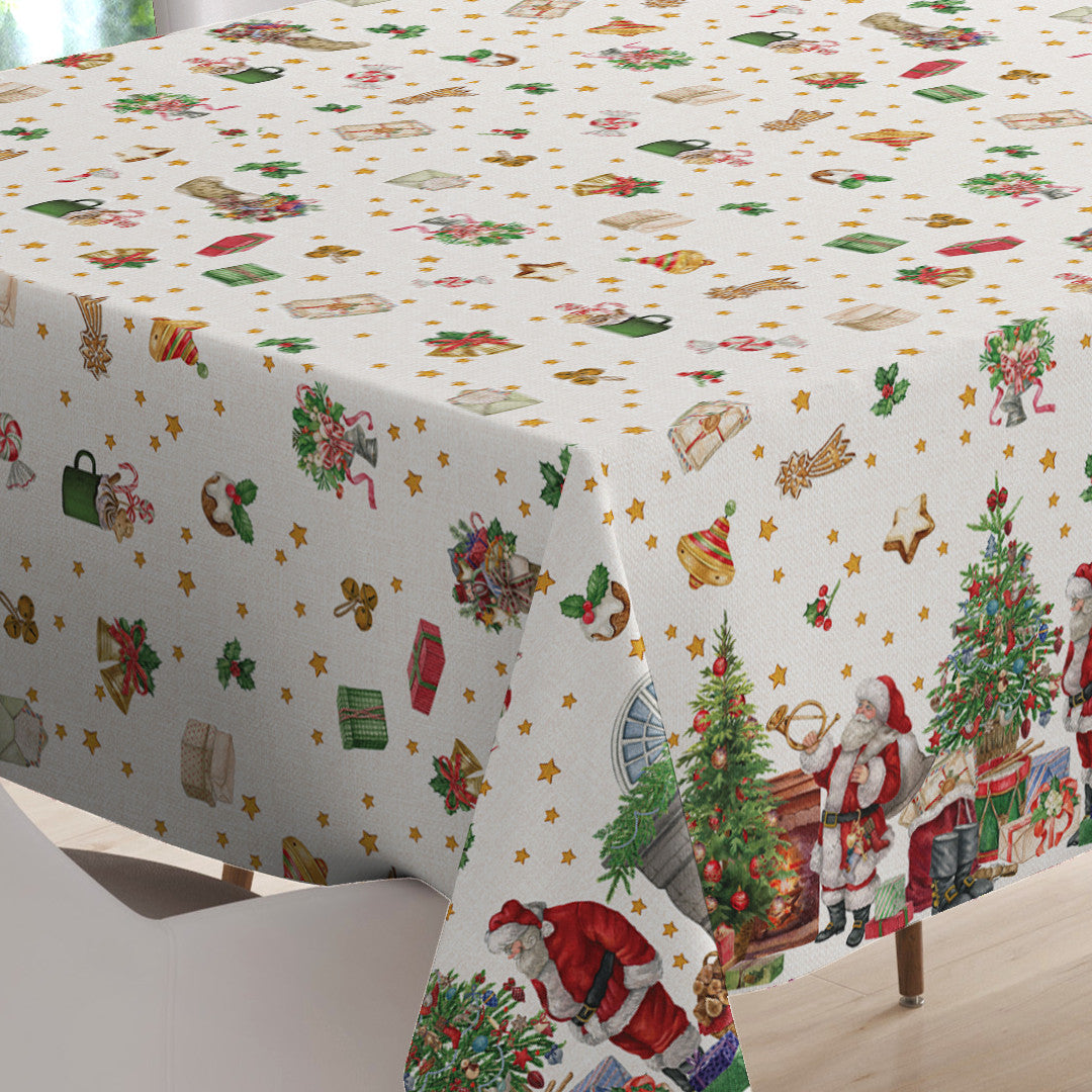 Julehygge med Nissefar – Julevoksdug med klassisk julemotiv, hjørne