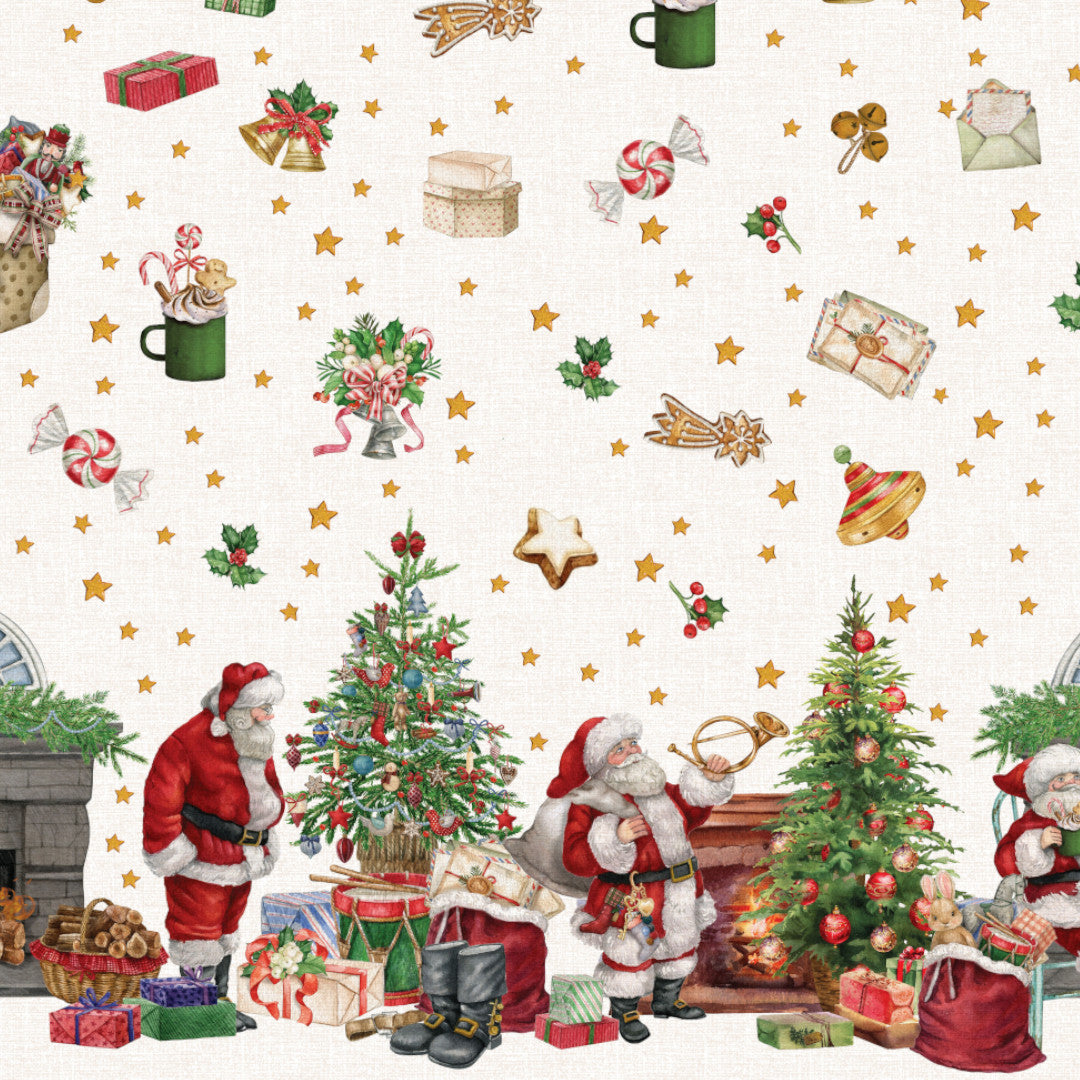 Julehygge med Nissefar – Julevoksdug med klassisk julemotiv, mønster