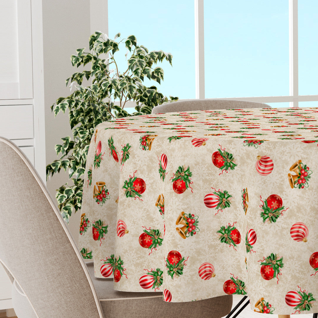 Juleklokke – Rund juleakryldug med julekugler