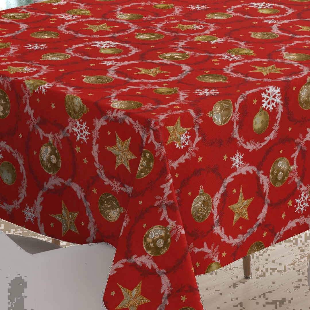 Julekugler & Kranse – Rød julevoksdug, hjørne