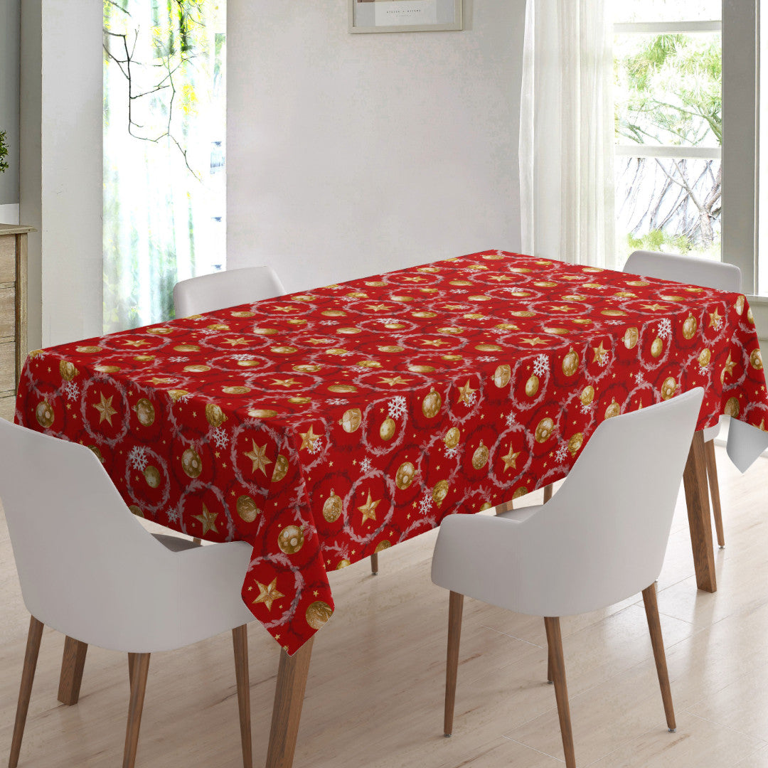 Julekugler & Kranse – Rød julevoksdug, miljø