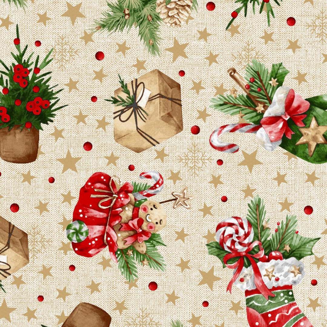 Julesok & Gaveglæde – Juleskryldug med klassiske julemotiver, nærbillede