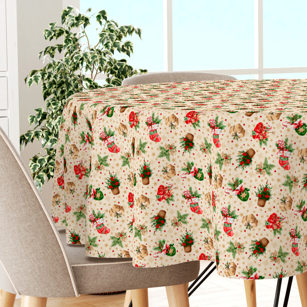 Julesok & Gaveglæde – Rund juleskryldug med klassiske julemotiver