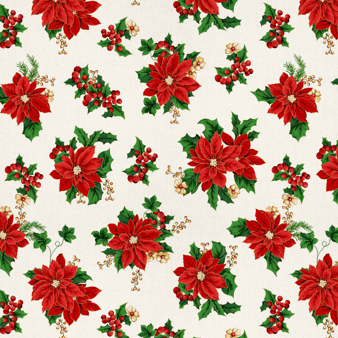 Julestjerne & Vedbend – Klassisk juledug med akrylbelægning, mønster