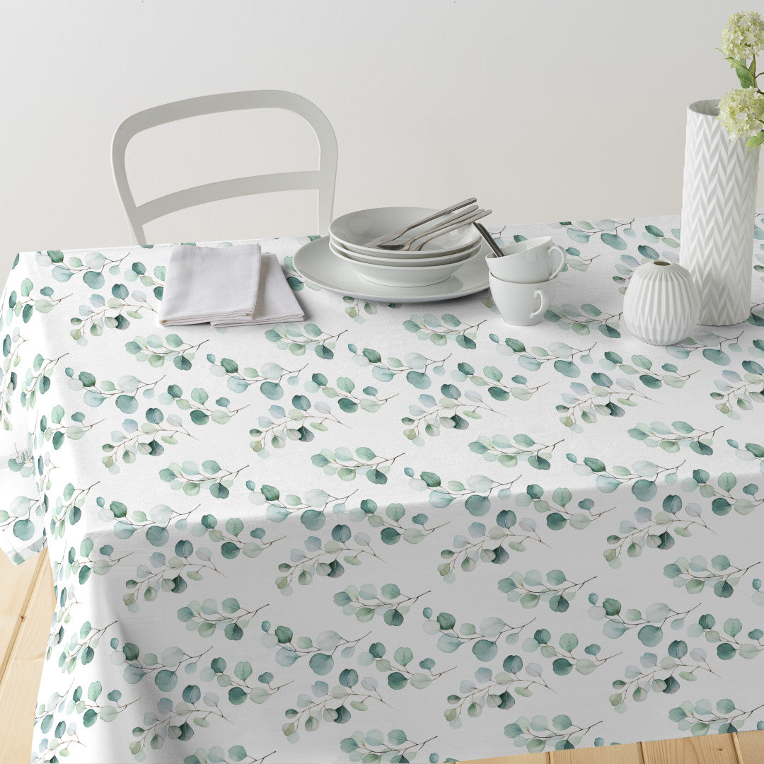 Junos Eucalyptus – Akryldug med akvarelblade, bord