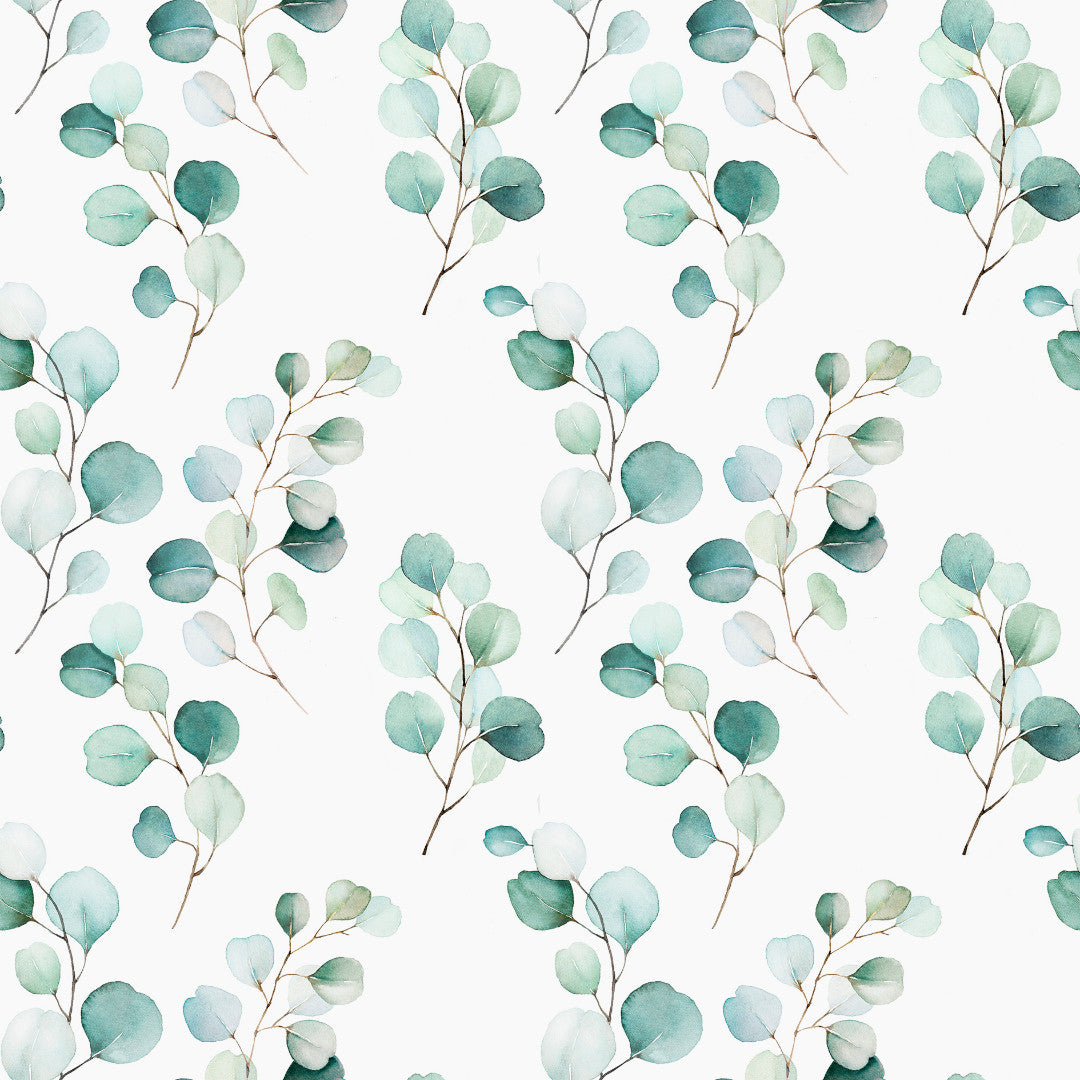 Junos Eucalyptus – Akryldug med akvarelblade, mønster