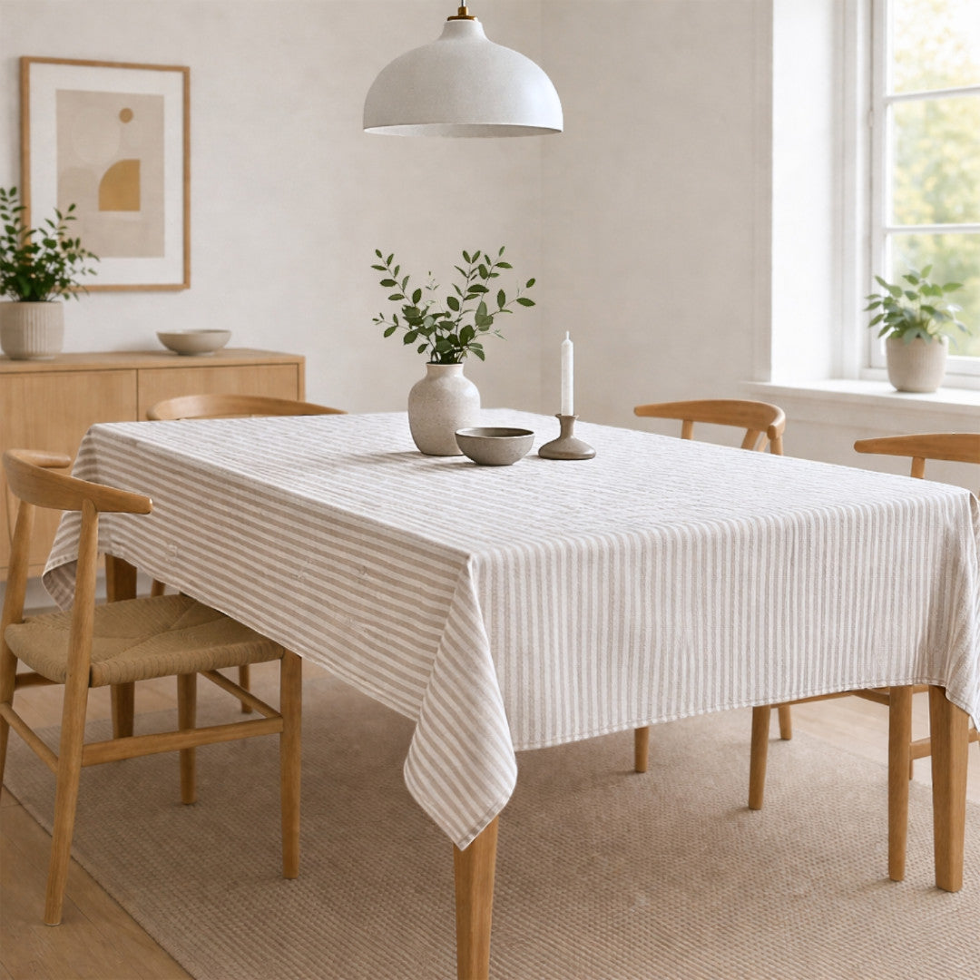 LÆNGDE: 2,0 meter - Lam Lino – Jacquardvævet akryldug med striber i hørlook, 160 cm