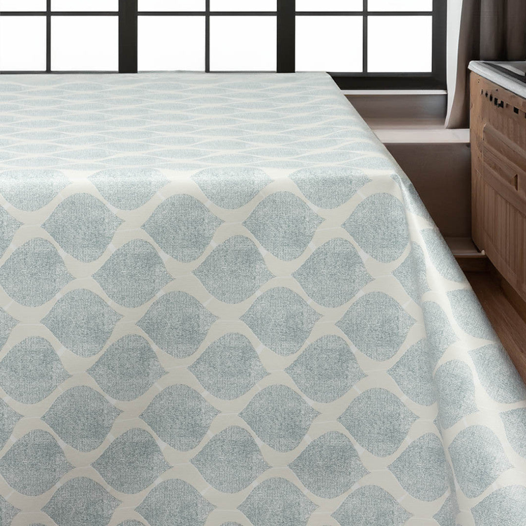 Leafy Soft Blue - Voksdug med blødt grafisk udtryk