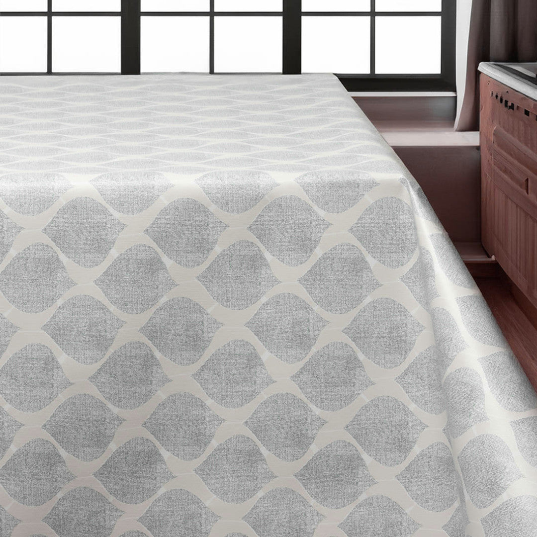 Leafy Soft Grey - Voksdug med blødt grafisk udtryk