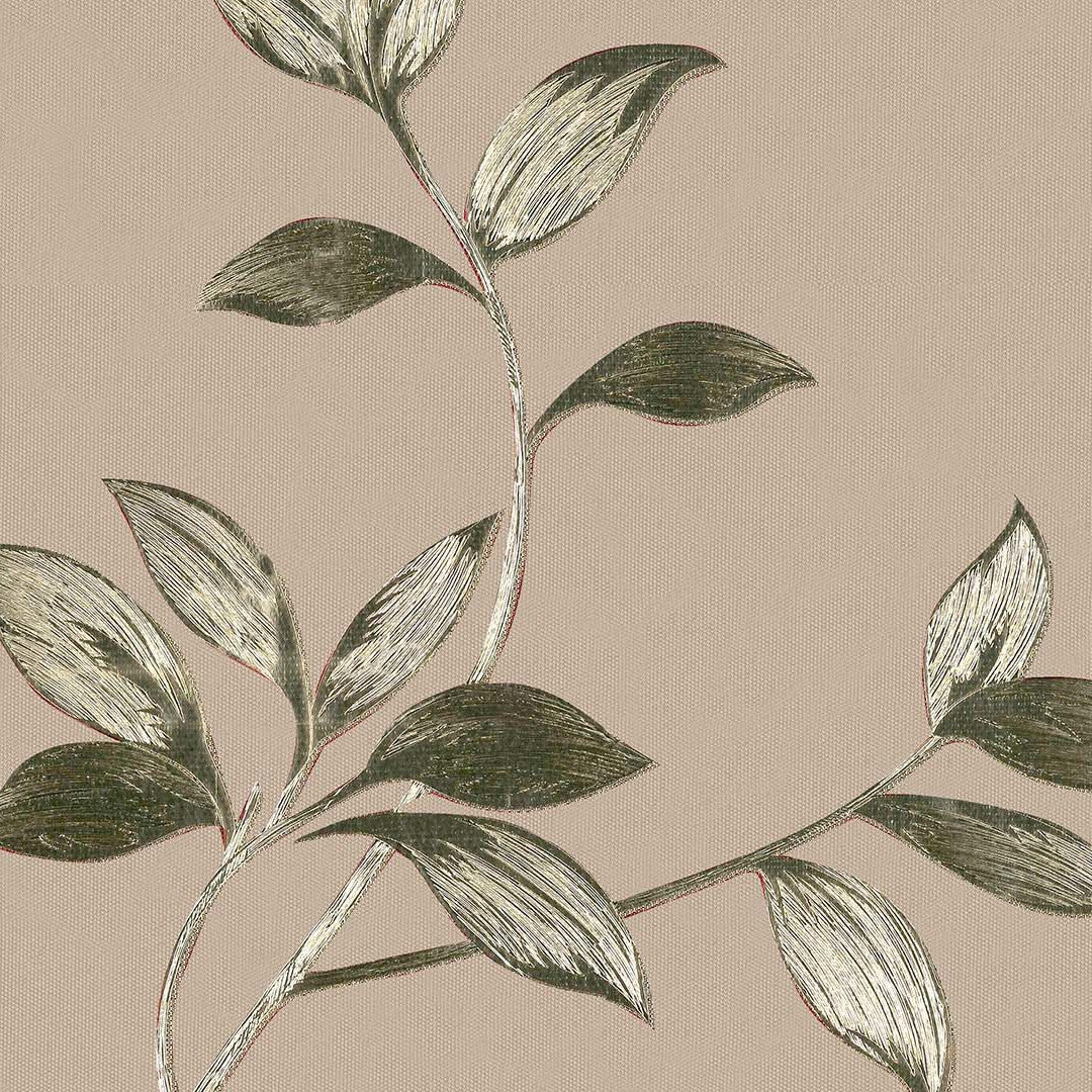 Liane Golden Vine - Voksdug med bladranker i grønne og gyldne nuancer, mønster