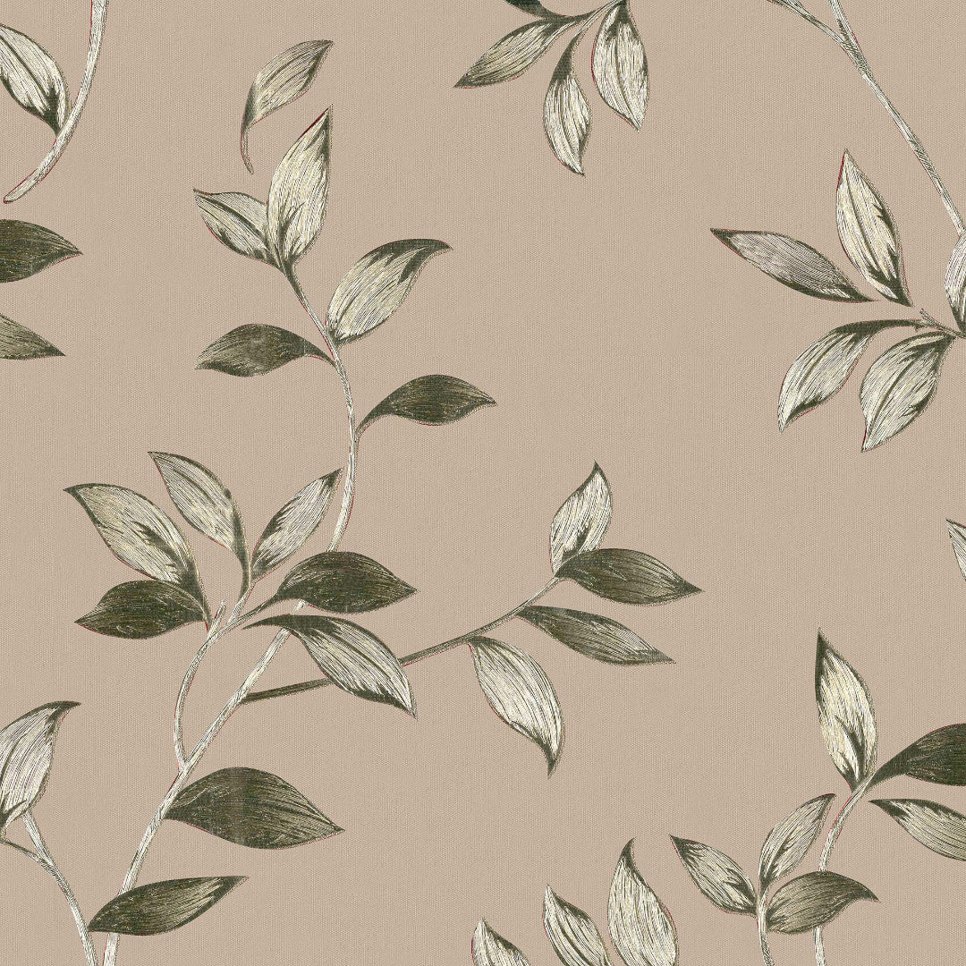 Liane Golden Vine - Voksdug med bladranker i grønne og gyldne nuancer, mønster 2