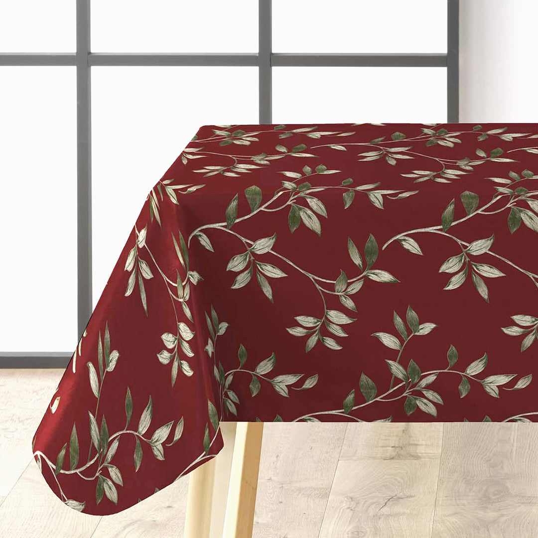 Liane Rouge – Voksdug i bordeaux med gyldne bladranker, hjørne