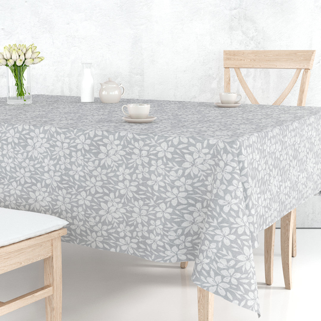 Linen Leaf Grå – Let præget voksdug med bladmønster