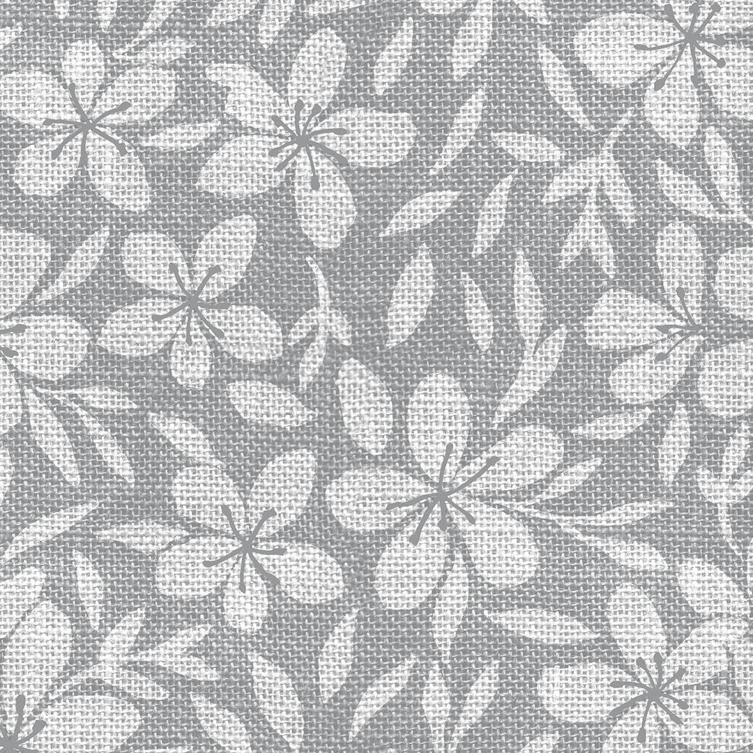 Linen Leaf Grå – Let præget voksdug med bladmønster, nærbillede
