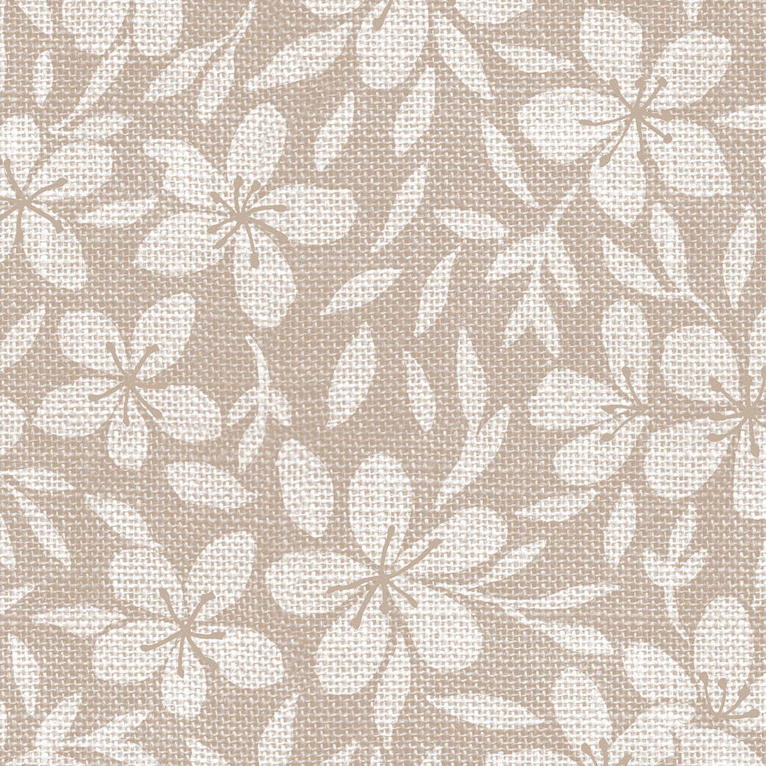 Linen Leaf Natur – Let præget voksdug med bladmønster, nærbillede