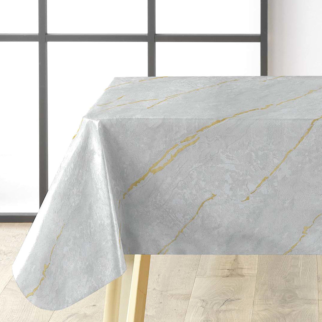 Lustral Metallic - Elegant voksdug med marmorstruktur og guldårer, hjørne