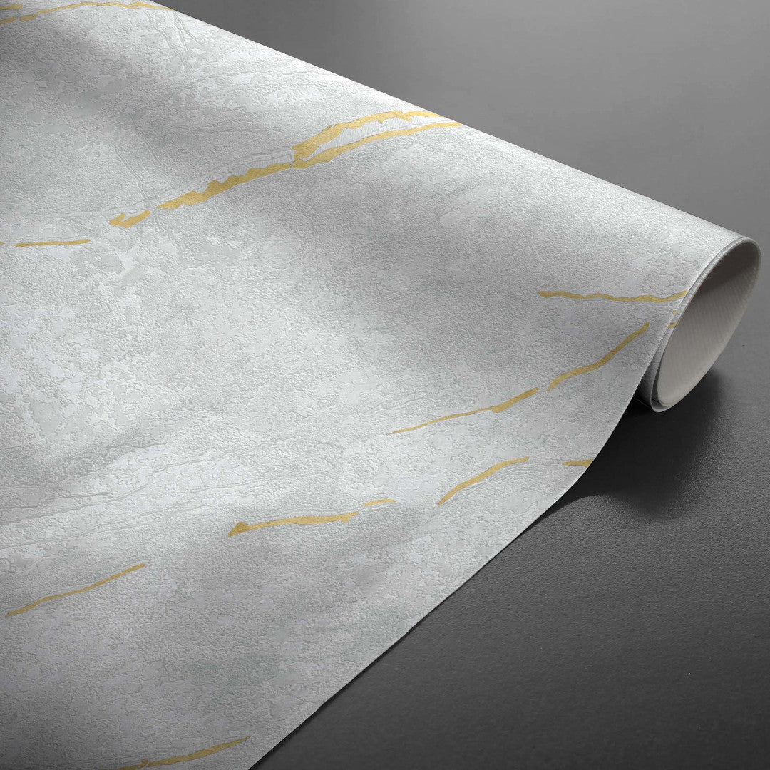 Lustral Metallic - Elegant voksdug med marmorstruktur og guldårer, rullet