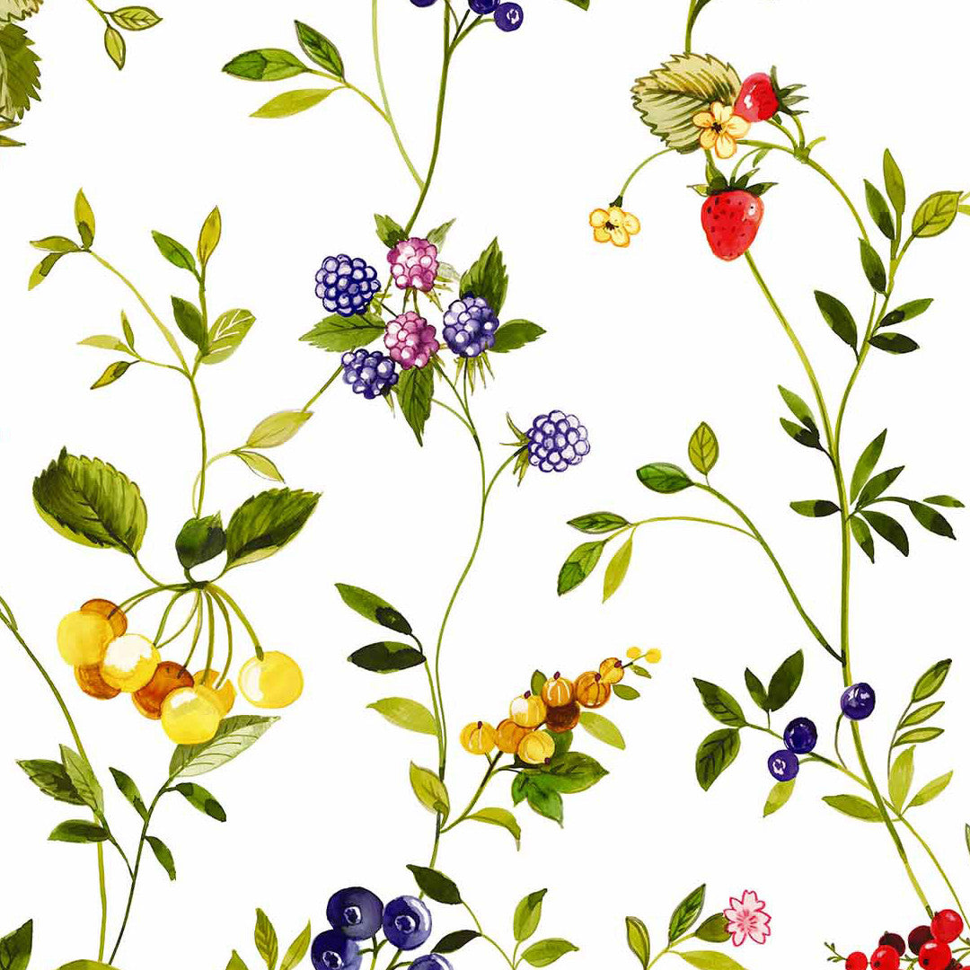 Lydia Sommerbær - Voksdug med vilde bær og blomster i glade farver