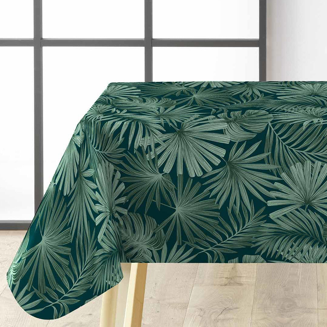 Malawi Vert - Voksdug med grafisk palmebladsmønster, hjørne