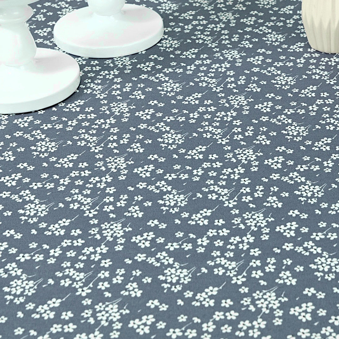 Milflores Støvblå - Akryldug med små blomster