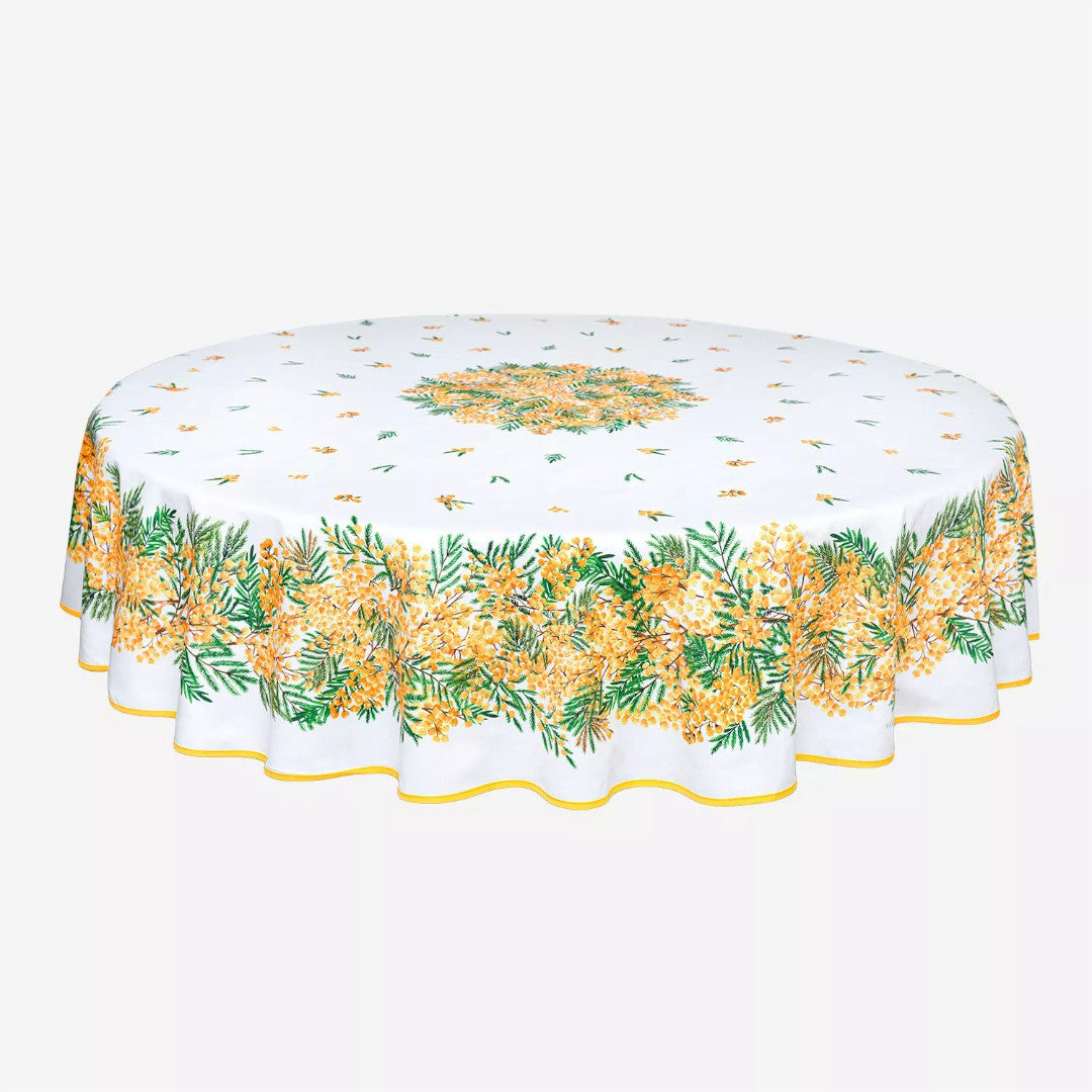 Mimosa Hvid - Rund provencedug Ø 180