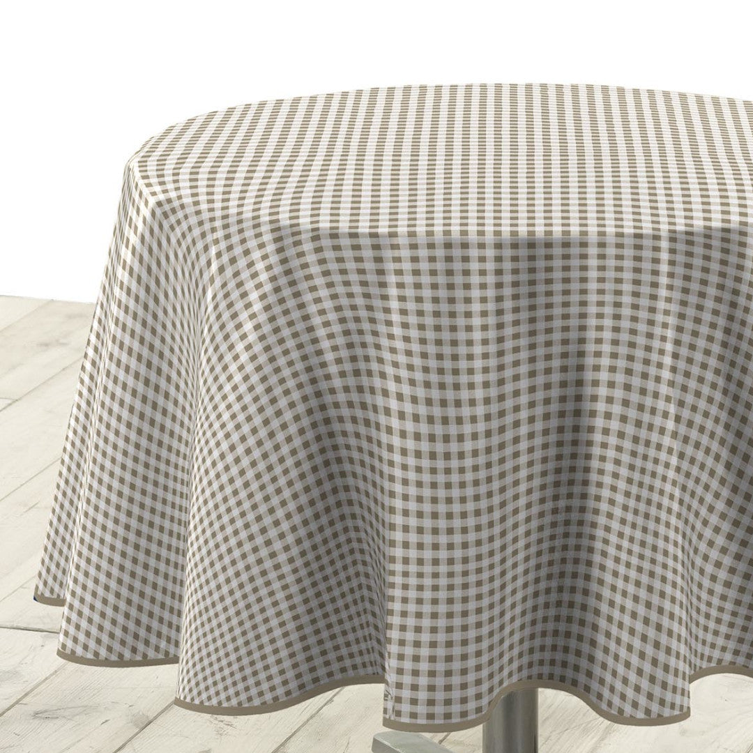 Mini Vichy Naturel – Rund voksdug med tern Ø 155 cm