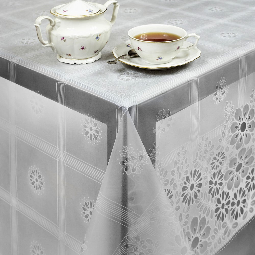 Moderne Blomst – Gennemsigtig voksdug med tryk