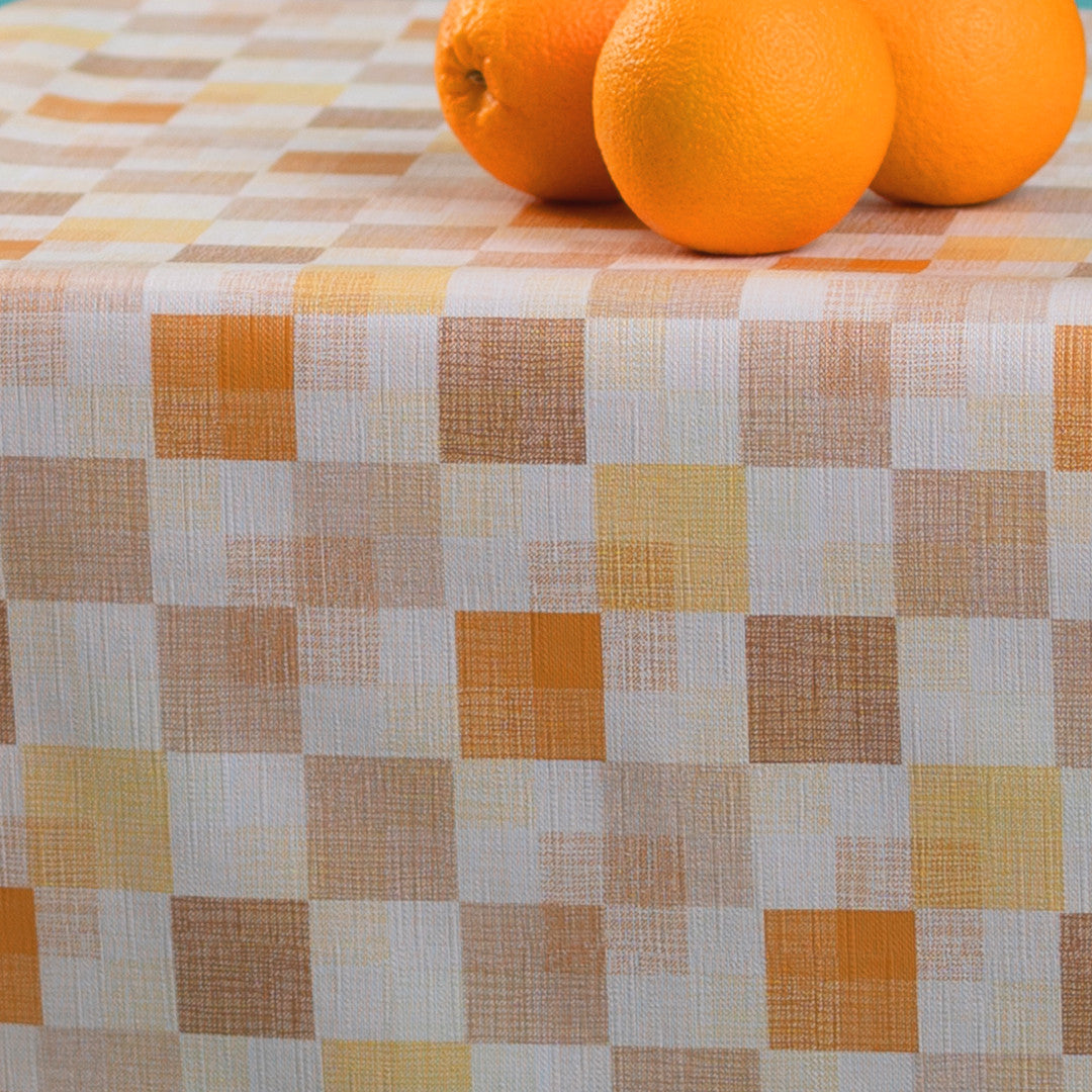 Mosaic Apricot – Ternet voksdug med tekstillook, nærbillede