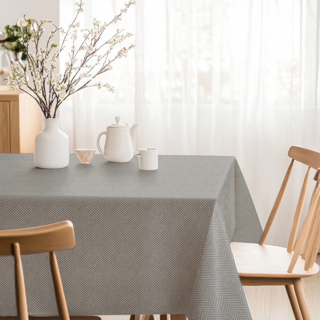 Nagore Gris – Akryldug med klassisk sildebensmønster