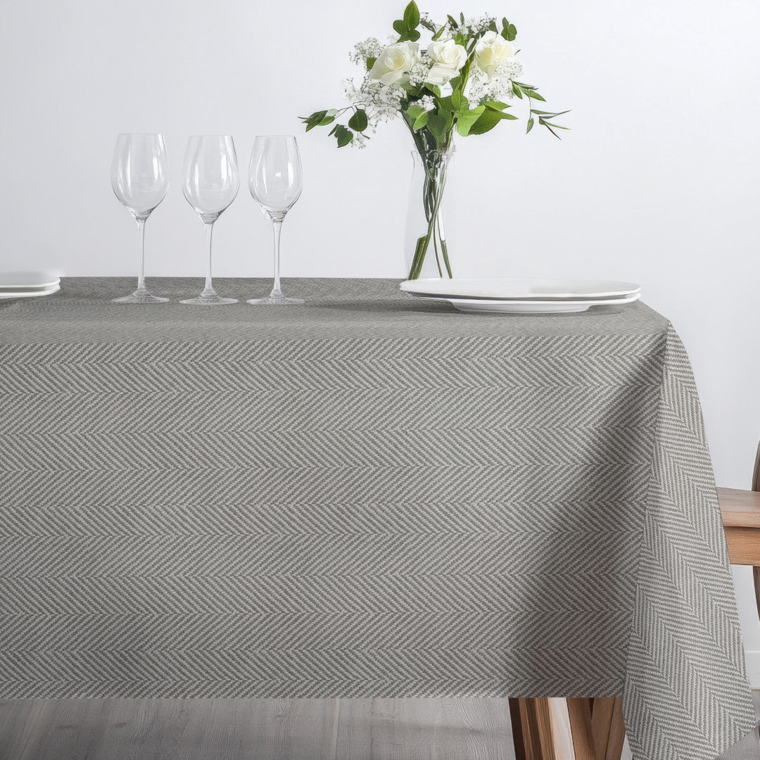 Nagore Gris – Akryldug med klassisk sildebensmønster