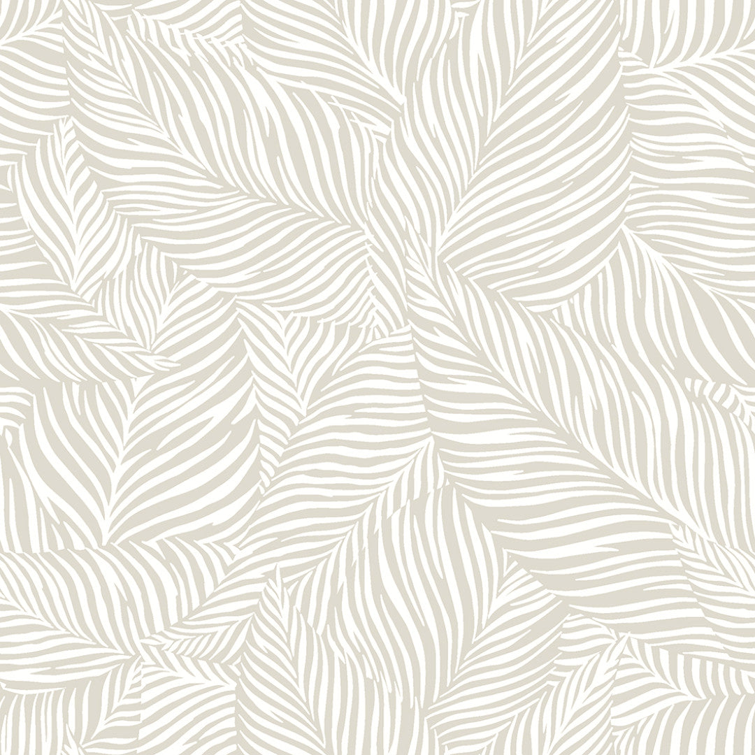 Nanda Beige – Akryldug med bløde palmeblade, mønster