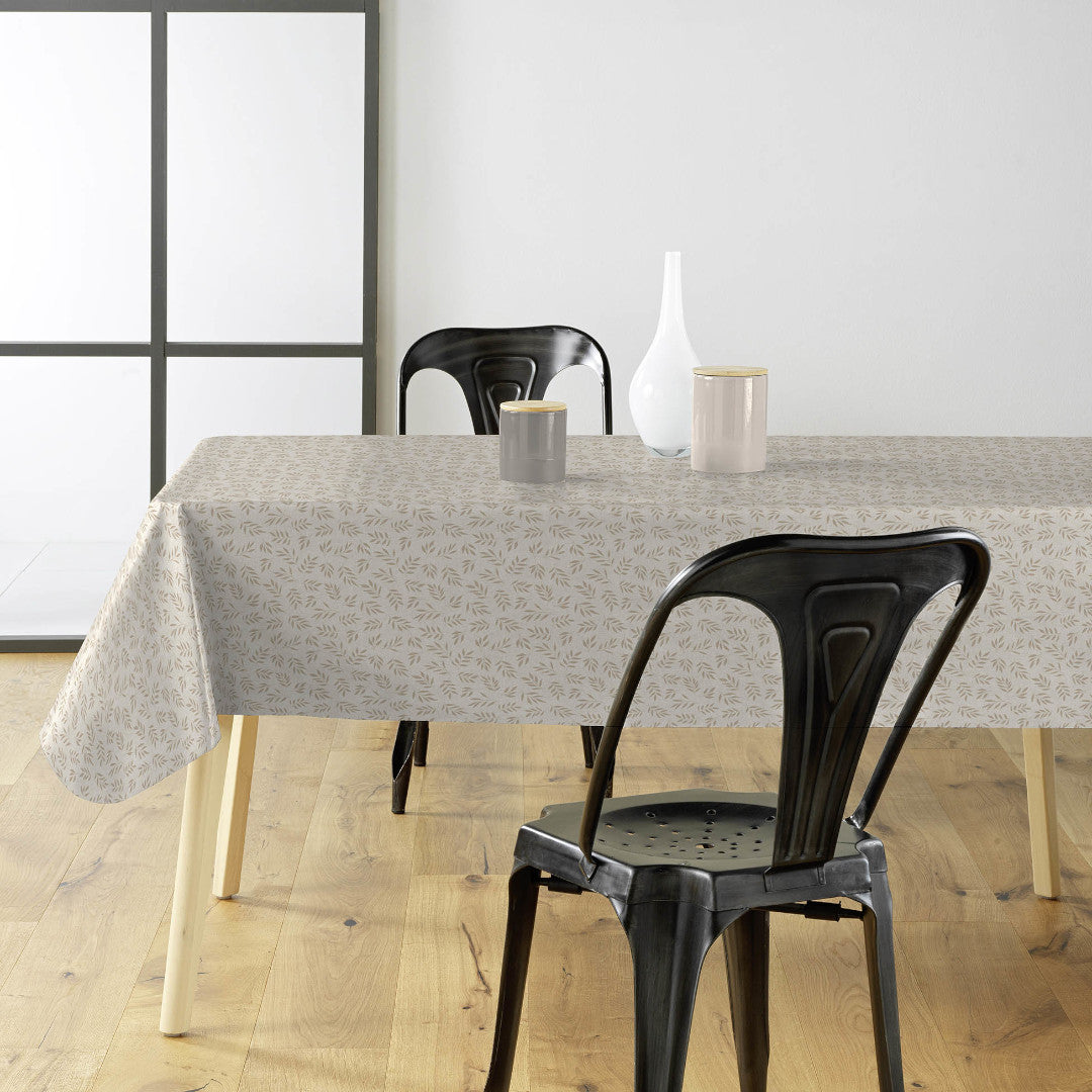 Naya Naturel – Glat voksdug med hørlook og diskret bladmønster, miljø