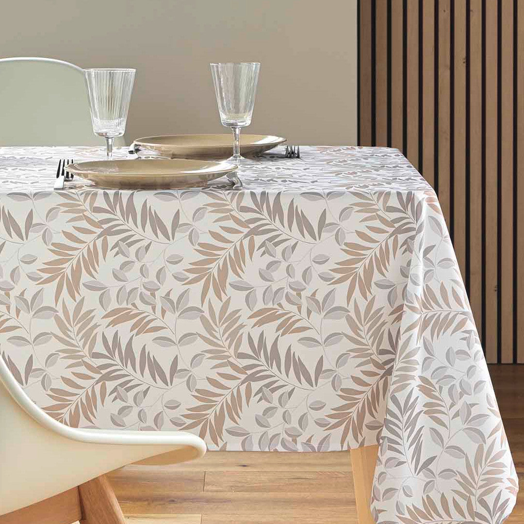 Nedelia Natural - 145 x 240 cm, rektangulær dug med bladmønster