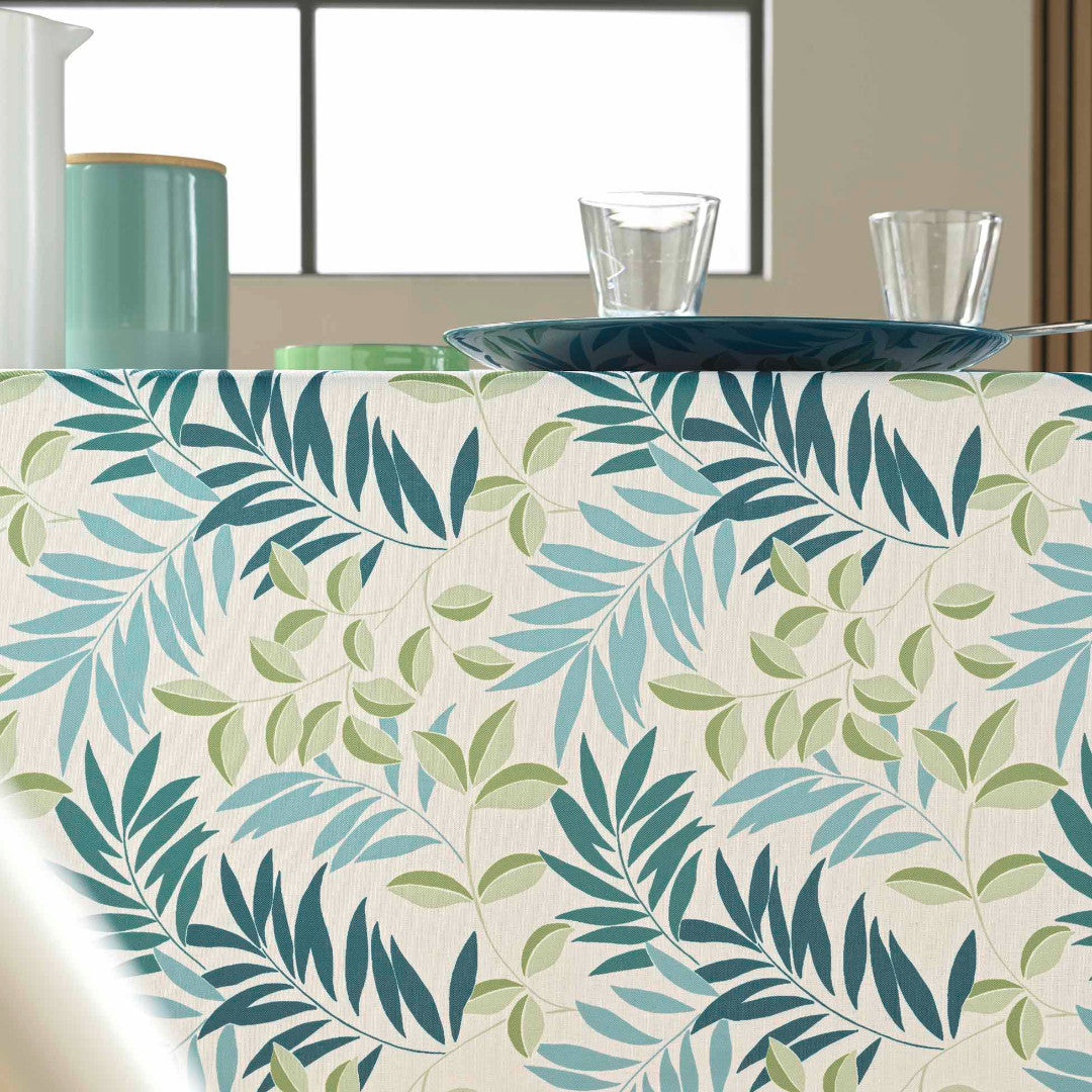 Nedelia Sage - 145 x 240 cm, rektangulær dug med bladmønster, nærbillede