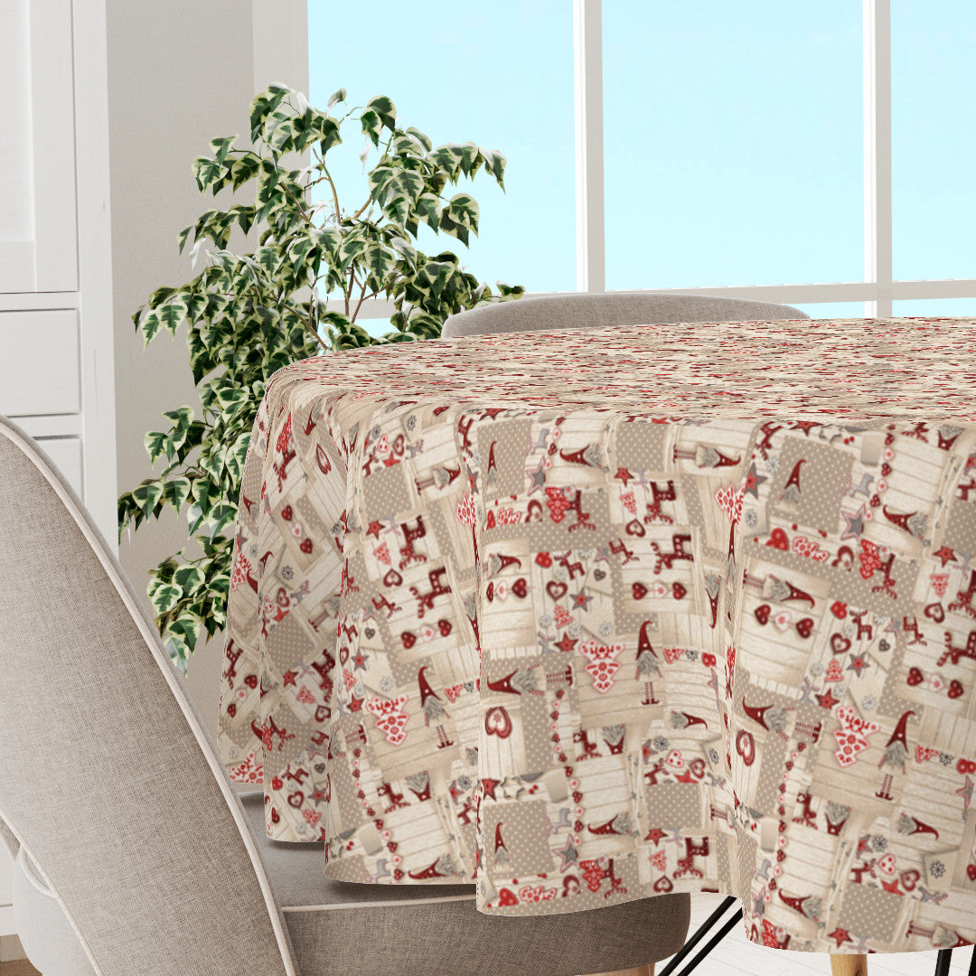 Nissehjerte – Rund juleakryldug i nordisk julepatchwork