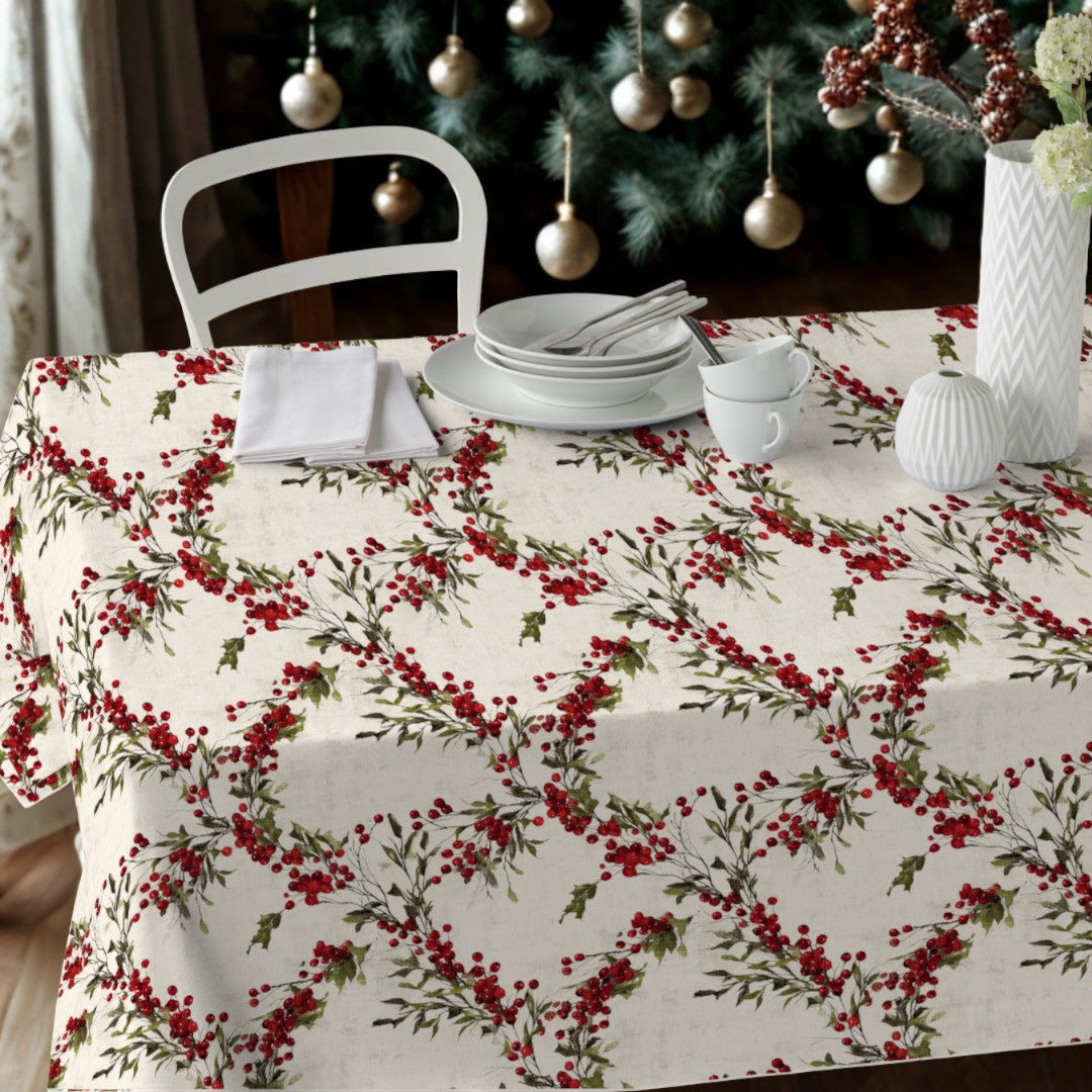 Nordfavn Bessie – Juleakryldug med røde bær og grønne grene, miljø