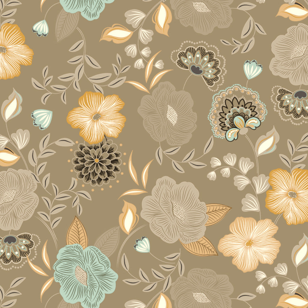 Nordfavn Chouchou Varm Beige – Blomstrende voksdug med glat overflade, mønster