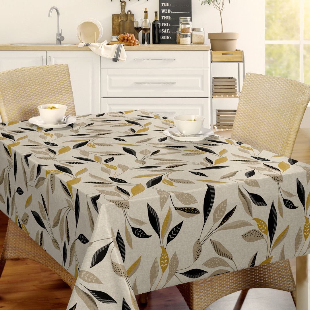 Nordfavn Class Beige - Voksdug med grafisk bladmønster