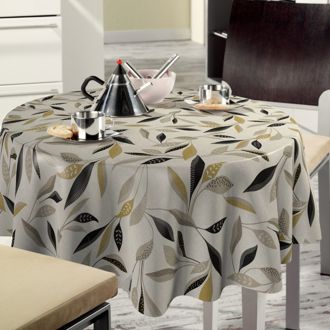 Nordfavn Class Beige - Voksdug med grafisk bladmønster